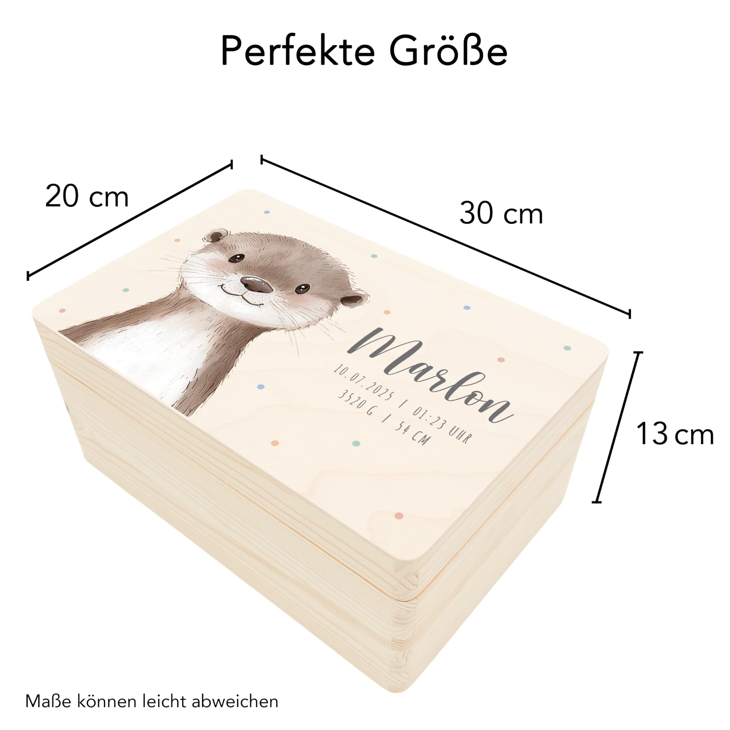 Erinnerungsbox Baby Otter personalisierte Holzkiste Erinnerungsbox Erinnerungskiste Geschenk Geburt Geburtsgeschenk Holzbox 30x20x13 cm