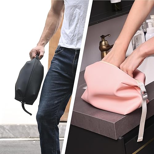 Miniatura 8 de Kit Dopp de silicona grande de 13 pulgadas, bolsa de aseo impermeable a prueba de fugas, estuche de maquillaje de viaje plegable para hombres y
