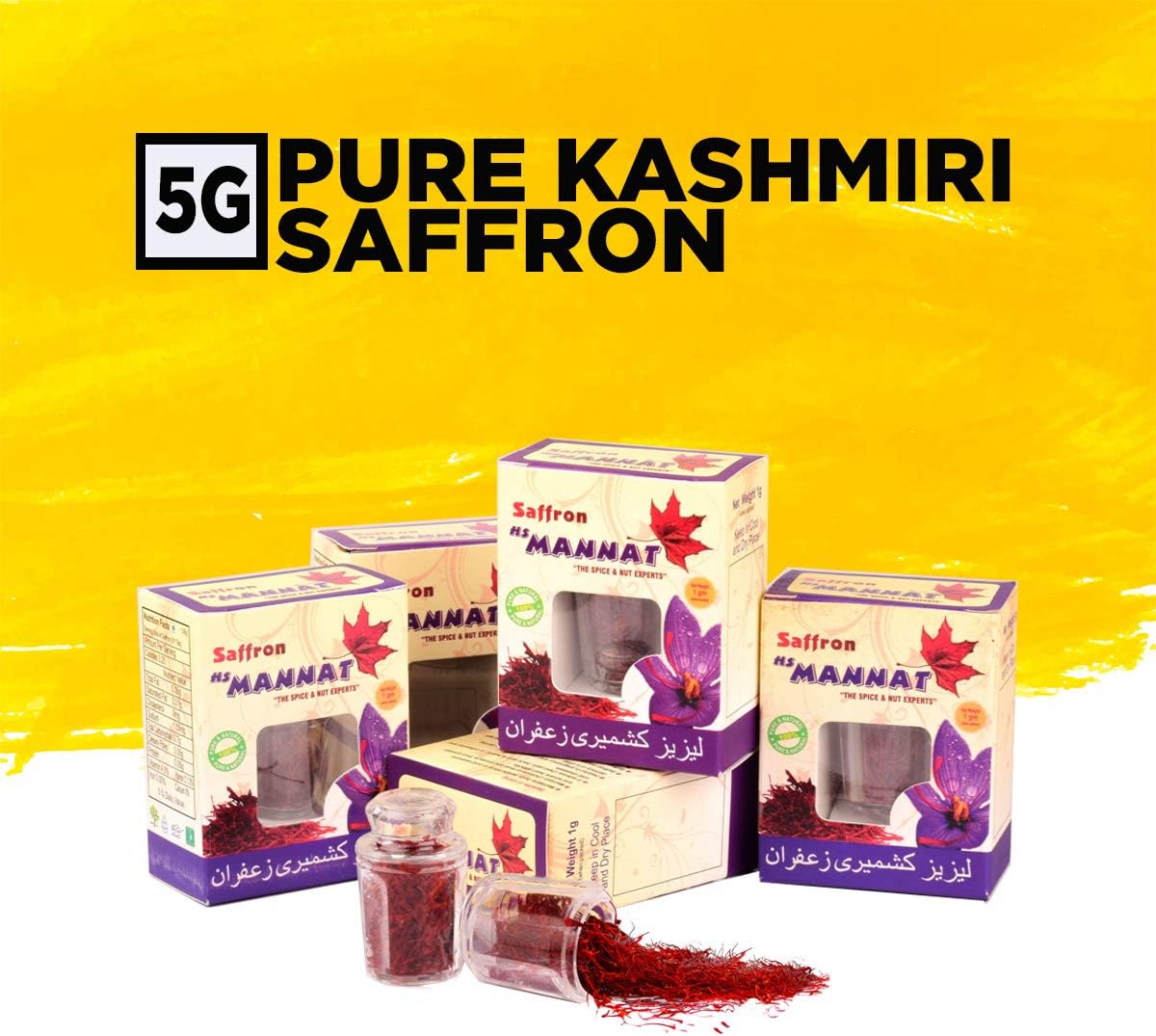 Mannat Saffron, Pure Kashmir Mongra Saffron/ Kesar/ Kumkum (Highest Grade) - 5 Gram's