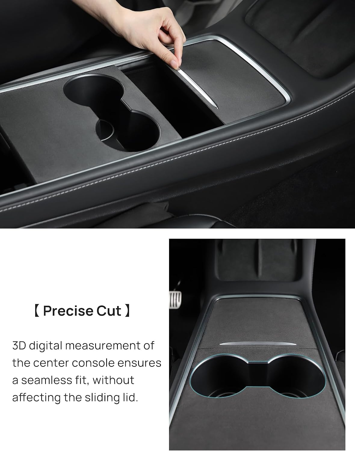 TPARTS Center Console Wrap Kit for Telsa Model 3 (2021-2023) Model Y (2021-2025) Gen 2.0 Console Pre-Cut and Premium Suede Cover Tesla Interior Decoration Accessories (Suede)