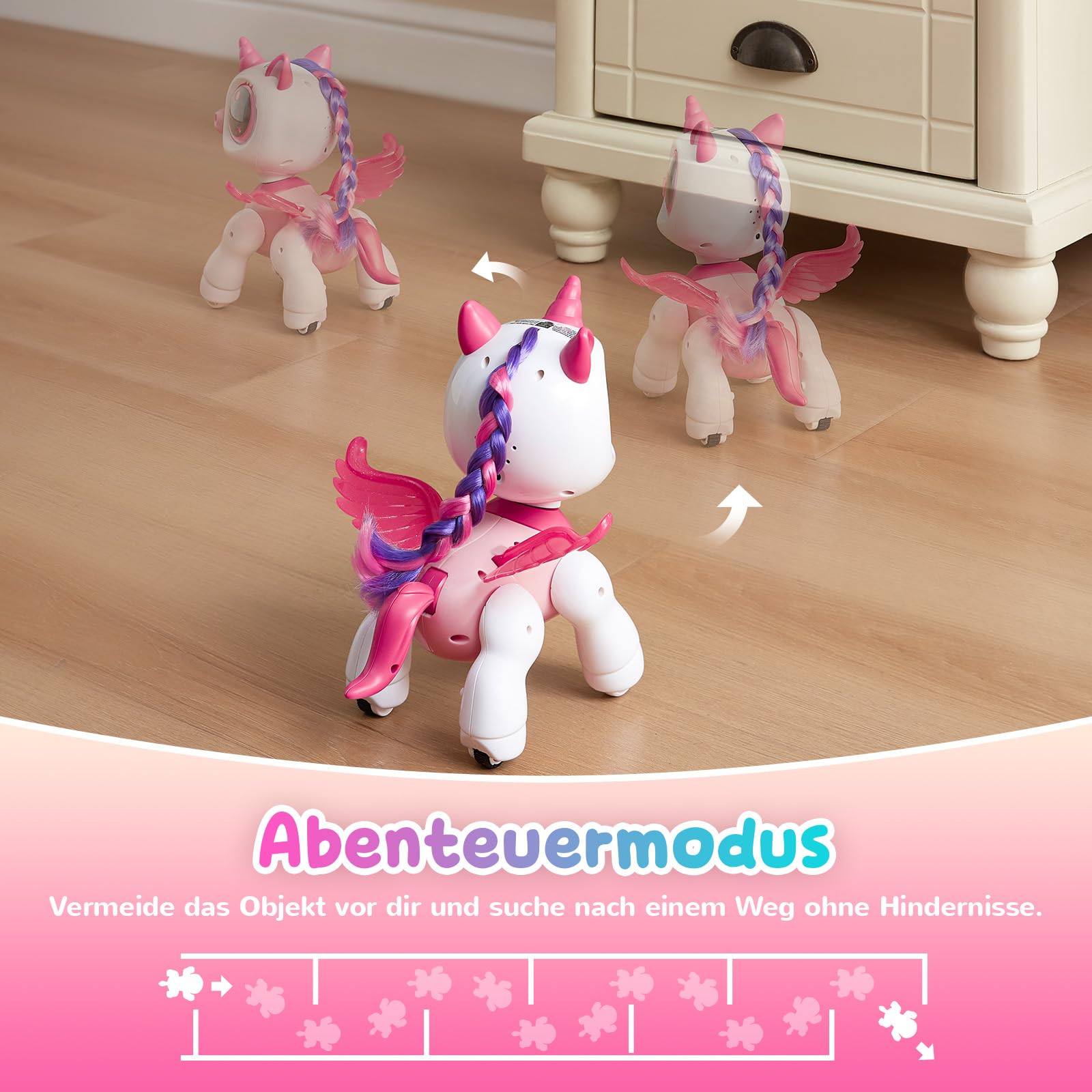 SGILE Roboter Kinder, Einhorn Geschenke für Mädchen, Ferngesteuertes Einhorn Spielzeug mit LED-Augen und Musik, Programmierbarer RC Roboter mit Gestensteuerung für Kinder Geburtstag 3 4 5 6 7 8 Jahre