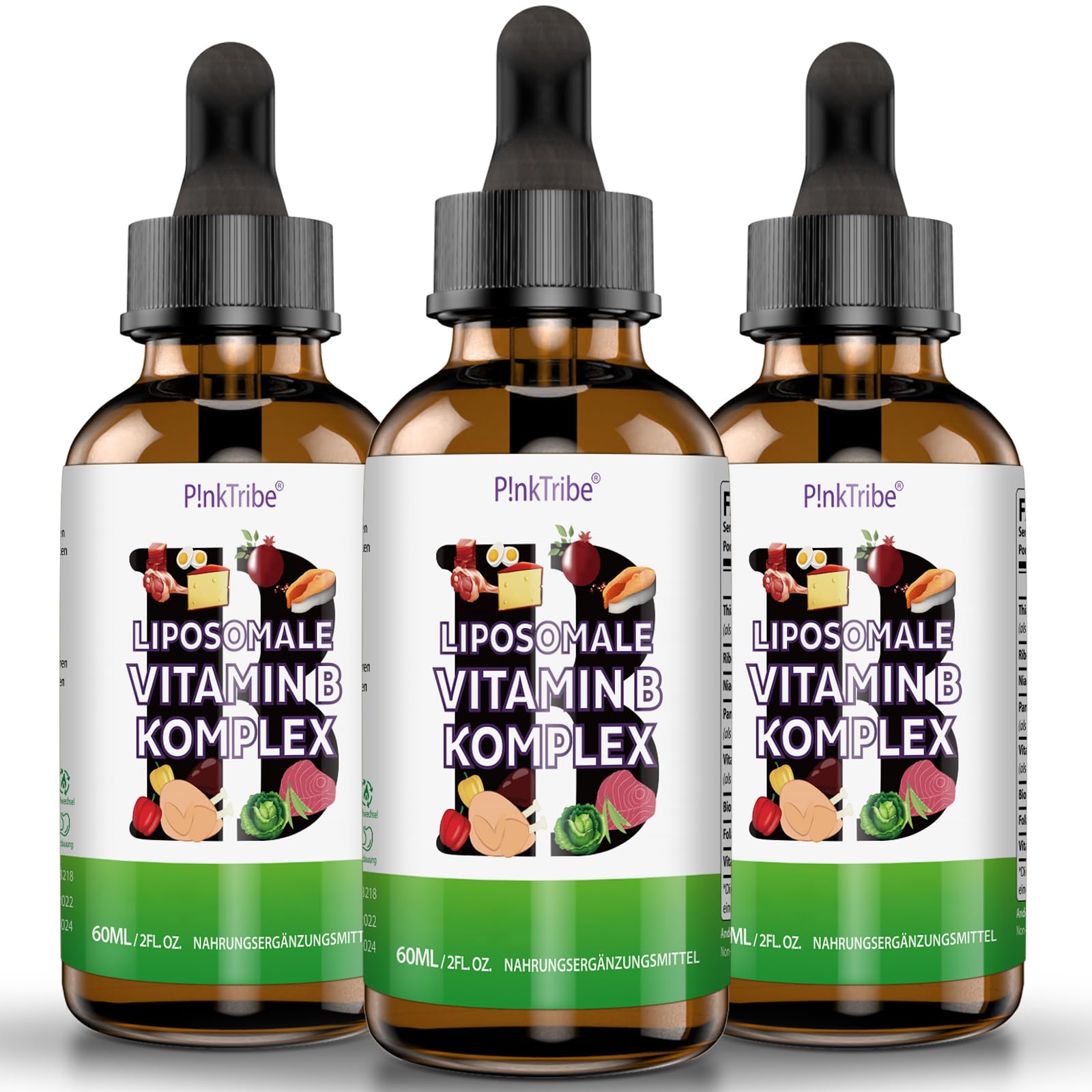 Liposomale Vitamin B Komplex Flüssiges - Hochdosiert Tropfen mit Allen 8 B-Vitaminen, Aktive Vitamin B Formen, Vegan, Keine Zusatzstoffe