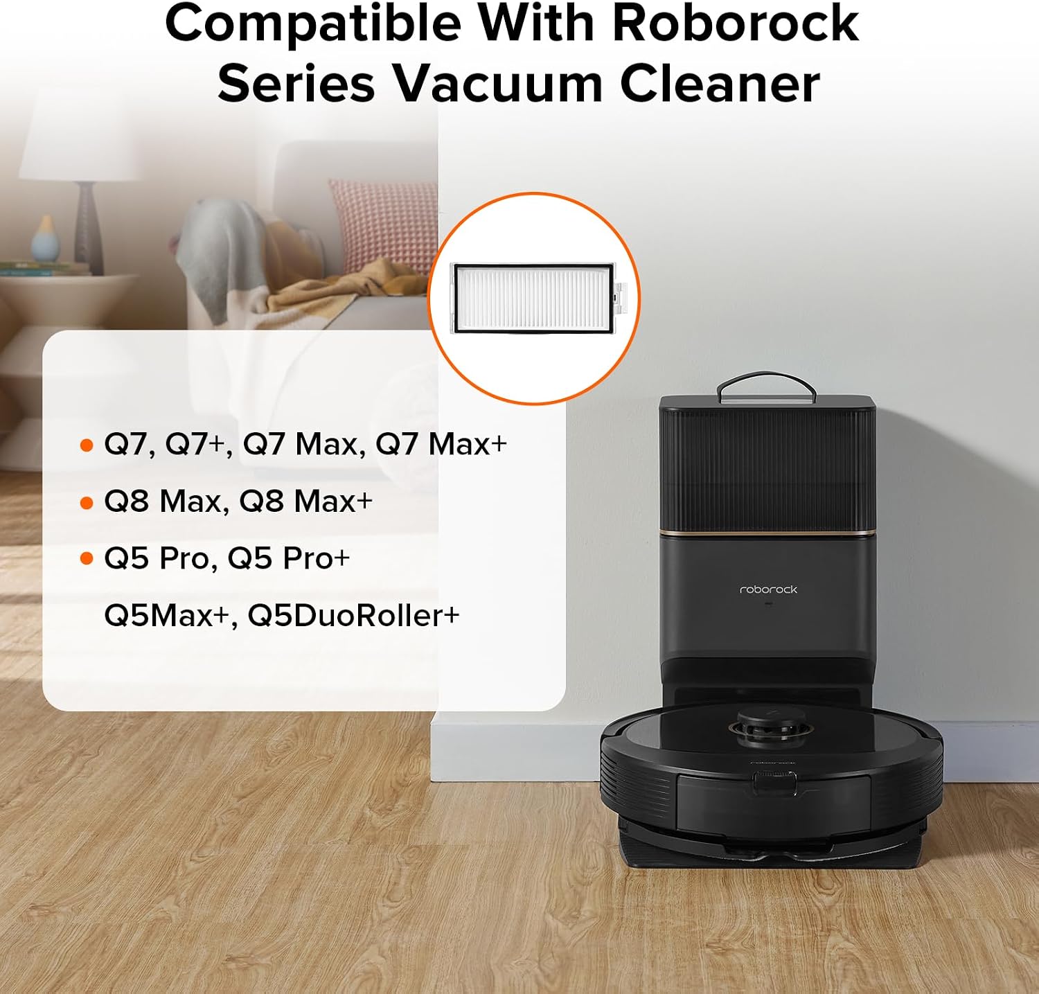 roborock Washable Filter for Roborock Q7 Max, Q7 Max+, Q8 Max, Q8 Max+, Q5 Pro, Q5 Pro+, Q5 Max+, Q5 DuoRoller+ Robot Vacuum Cleaners (2Pcs), Replacement Washable Filter for Robotic Vacuum