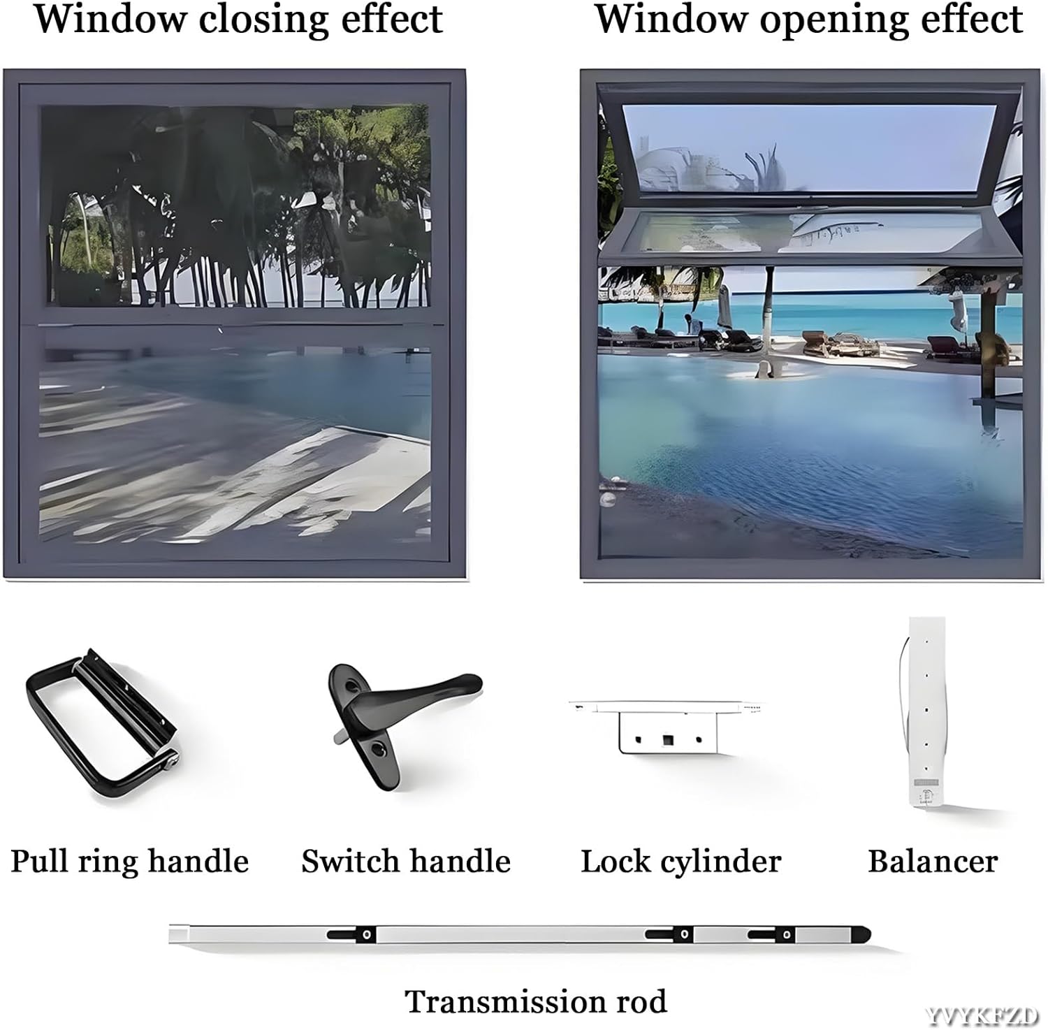 YVYKFZD Concession Window for Food Truck, Aluminum Serving Window, Ventilation Vertical Sliding Window, Flush Mount Manual Folding Window with Locking Handle for Business Kitchen(12"x20"/30x51cm)