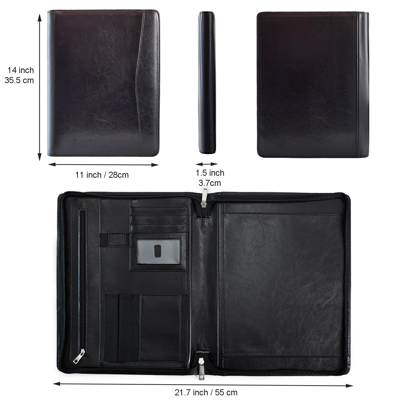 Cartellina Portadocumenti A4 Con Custodia Laptop - 2 In 1 Elegante In Pelle Vegana Grigia