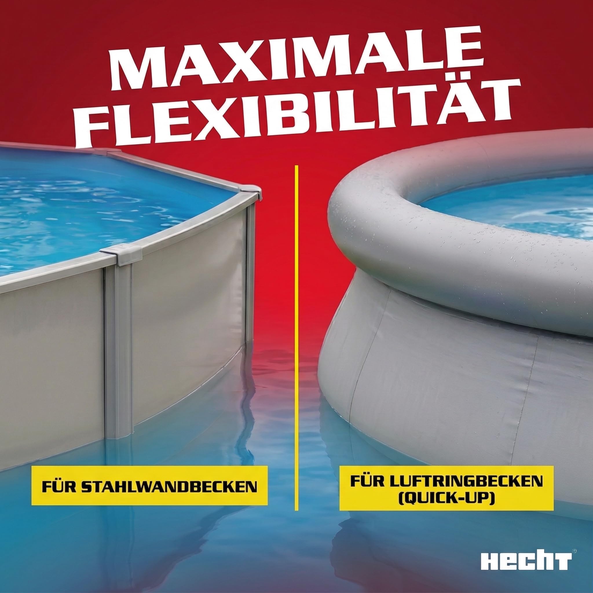 Hecht Pool Skimmer für Aufstellpool Framepool 32/38 mm | Einhängeskimmer und Oberflächenskimmer mit Filterkorb, Adapter und Halterung für Aufstell- und Stahlwandpools