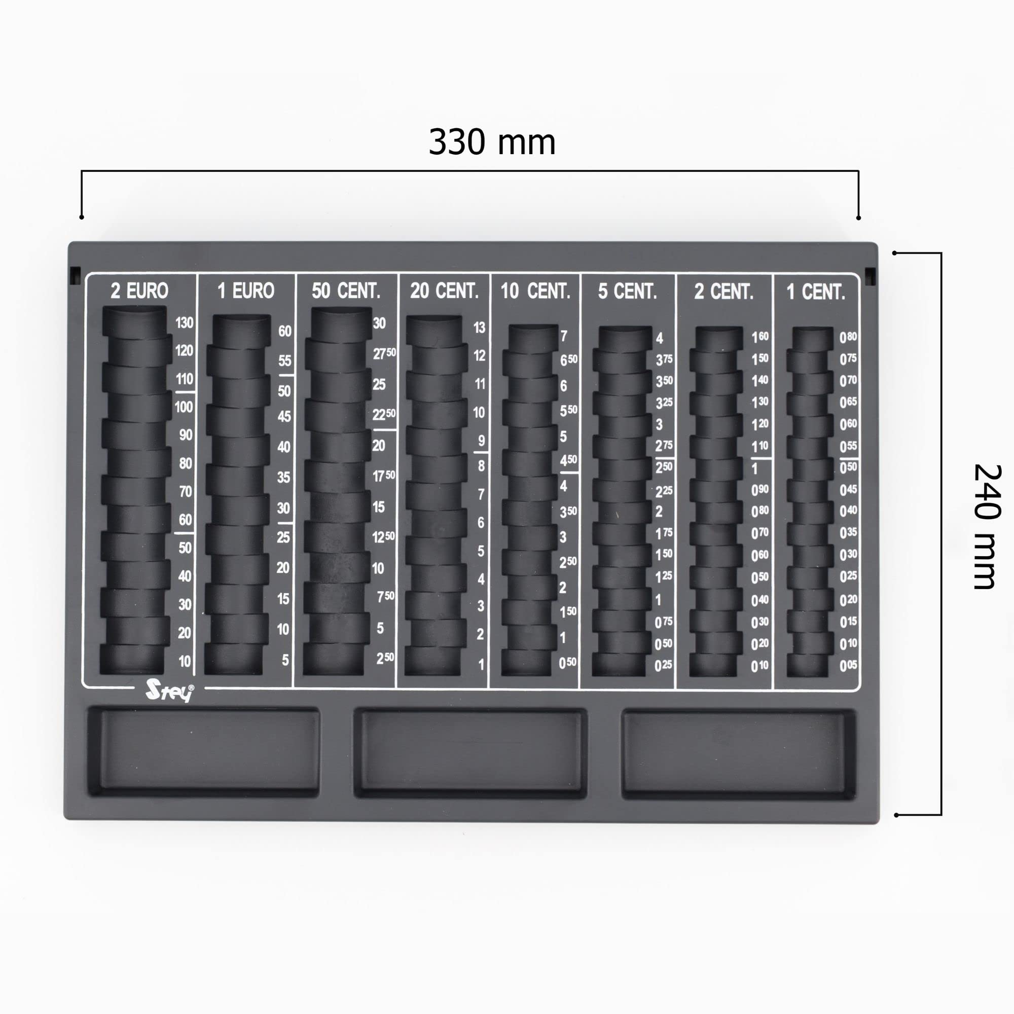 Organizador de monedas, caja de caudales, bandeja cuenta monedas - 33,3x33x3,1 cm - Color Negro