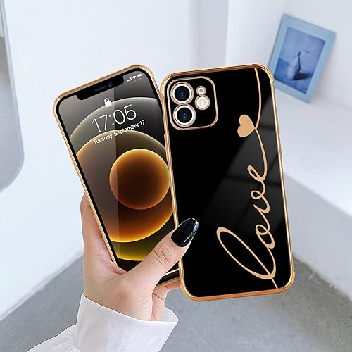Miniatura 7 de LCHULLE Funda diseñada para iPhone 12, bonita para mujeres y niñas, de lujo, chapada, con letras de amor, de TPU suave, a prueba de golpes,