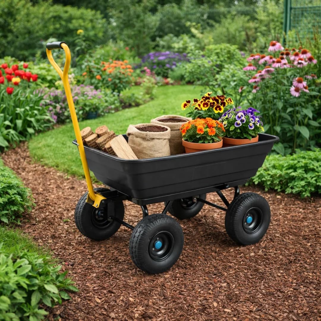 Carro de jardín de Mano Plegable, Capacidad de Carga de 180 kg, Carretilla de jardín, Remolque de Mano