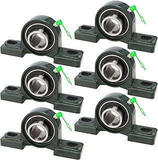 6 PCS UCP205-16 1 Inch Pillow Block Bearings, Heavy Duty Pillow Block Mounted Ball Bearing with Solid Cast Iron Base, Set Screw Lock