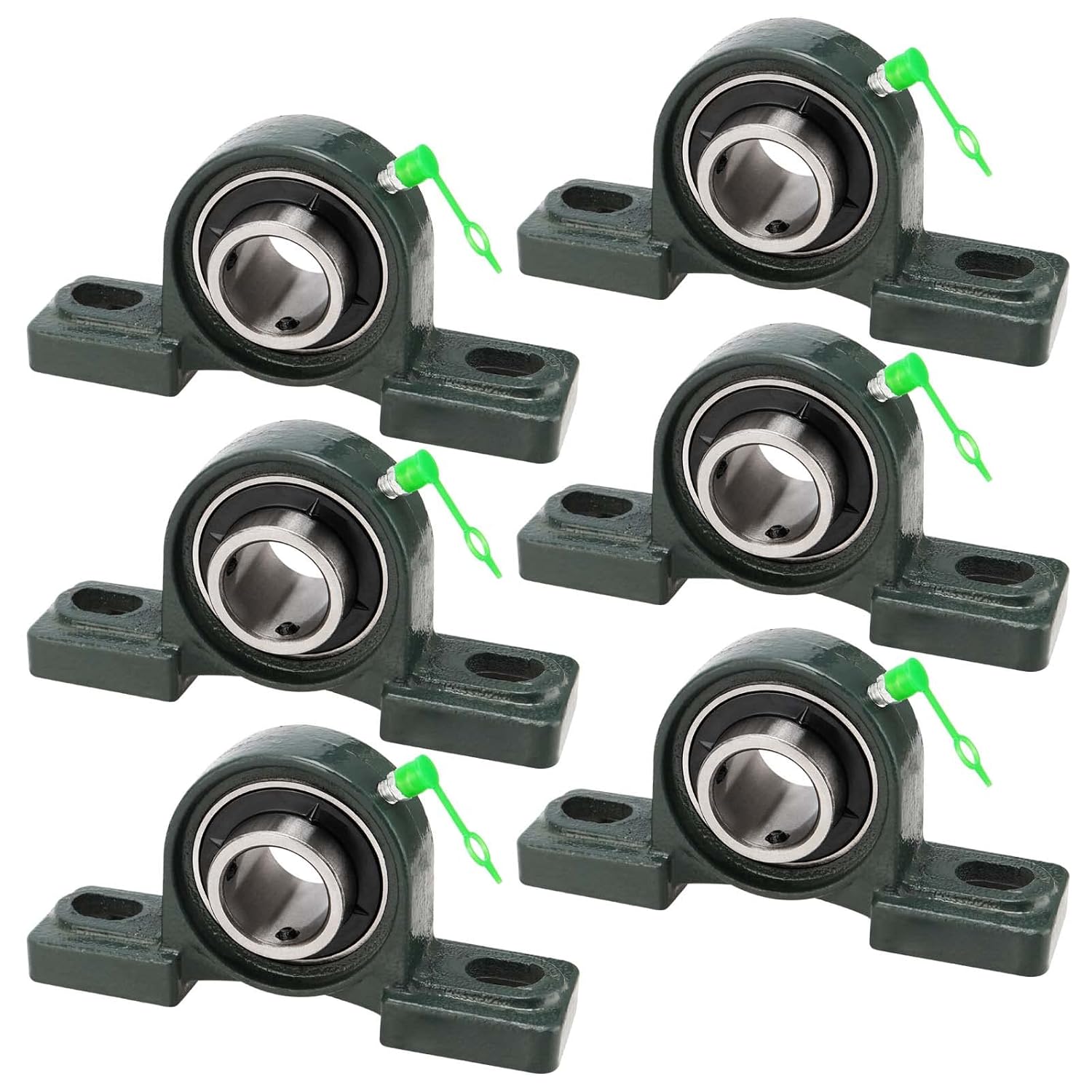 SOUJAP 6 PCS UCP205-16 1 Inch Pillow Block Bearings, Heavy Duty Pillow Block Mounted Ball Bearing with Solid Cast Iron Base, Set Screw Lock