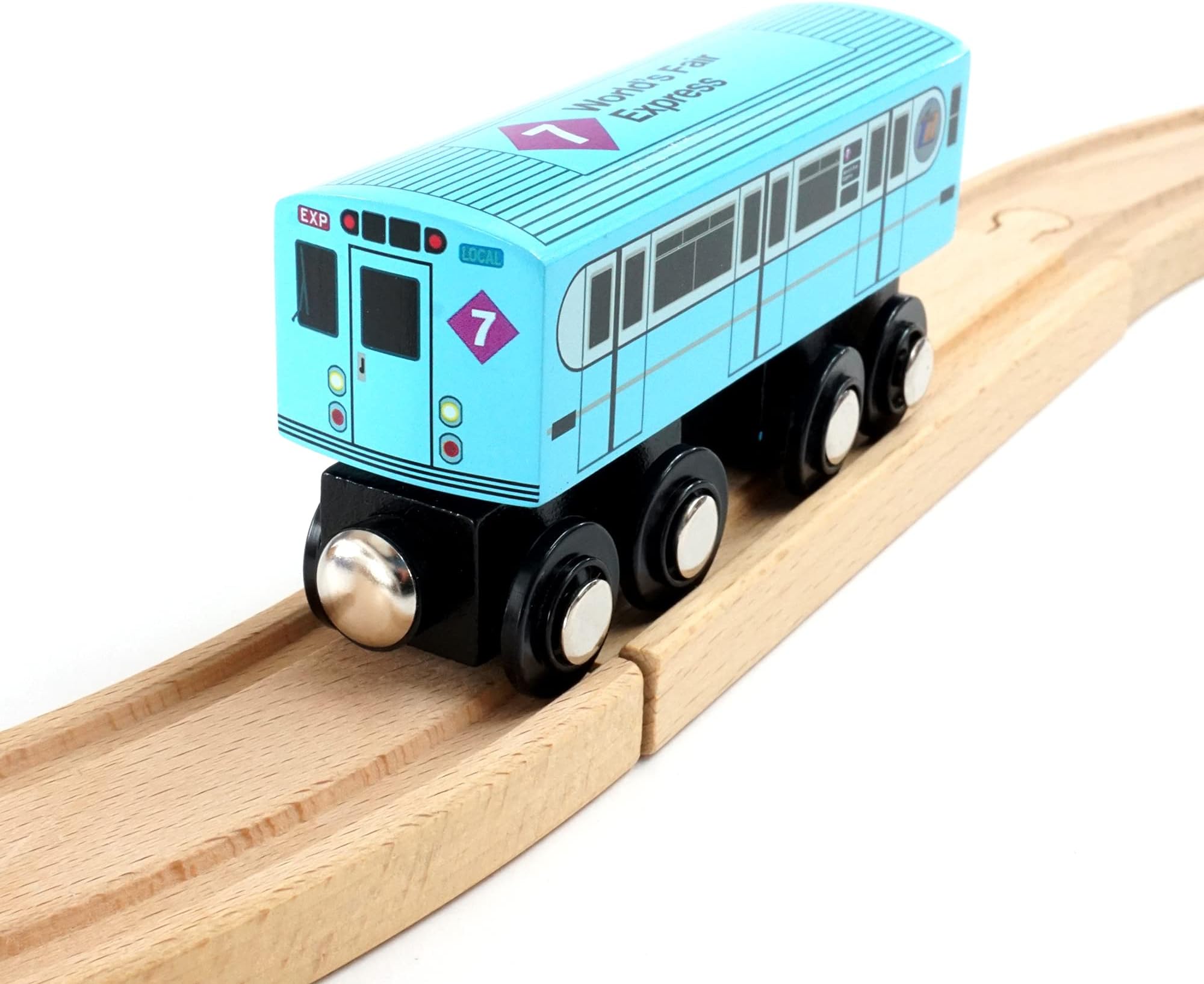 MUNI PALS Wooden MP01-11RB NYC MTA Subway 7 Train Car World's Fair Express Bluebird R33WF