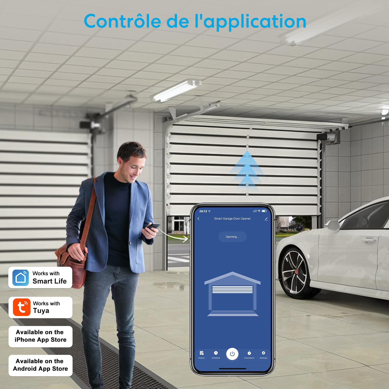 LoraTap Ouvre-Porte de Garage Connecté WiFi avec Télécommande RF, Interrupteur de Porte Intelligent, Compatible avec Alexa, Kits Smart Module Commutateur pour Portail Coulissant