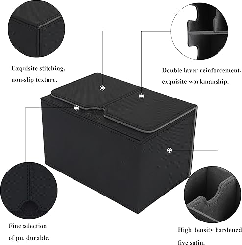 Miniatura 2 de AEGIS GUARDIAN Commander - Caja de cuero de primera calidad para más de 150 cartas con 1 bandeja TCG, caja mágica de cubierta de doble tapa para