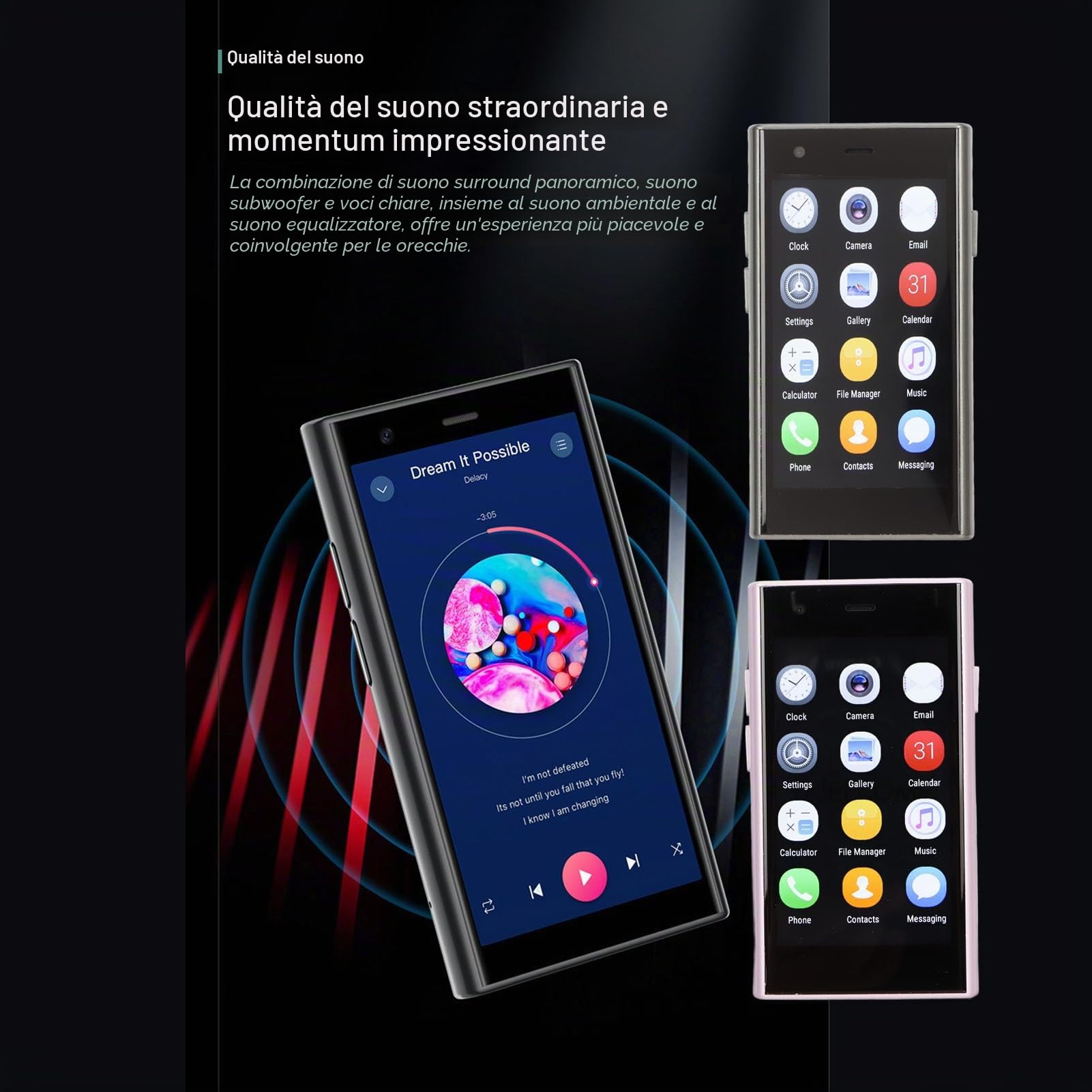 S23 Pro Super Mini Smartphone per Bambini, Cellulare di Rete 3G Sbloccato Android 8.1, 2 GB di 16 GB di ROM, LCD da 3,0 Pollici, Videocamera HD, Supporto WiFi Bluetooth (BLACK)