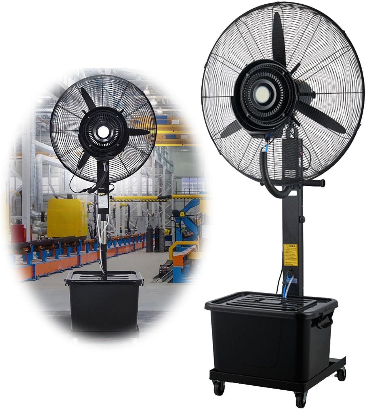 Outdoor Misting Fan 26in with 90° Oscillation, Portable Industrial Spray Pedestal Fan for Patio, Greenhouse & Residential Use, 11 Gallon Water Tank