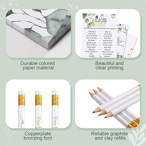 Miniatura 3 de 135 piezas de suministros para juegos de despedida de soltera, incluyendo 125 divertidas tarjetas de boda y 10 juegos de lápices, decoraciones de