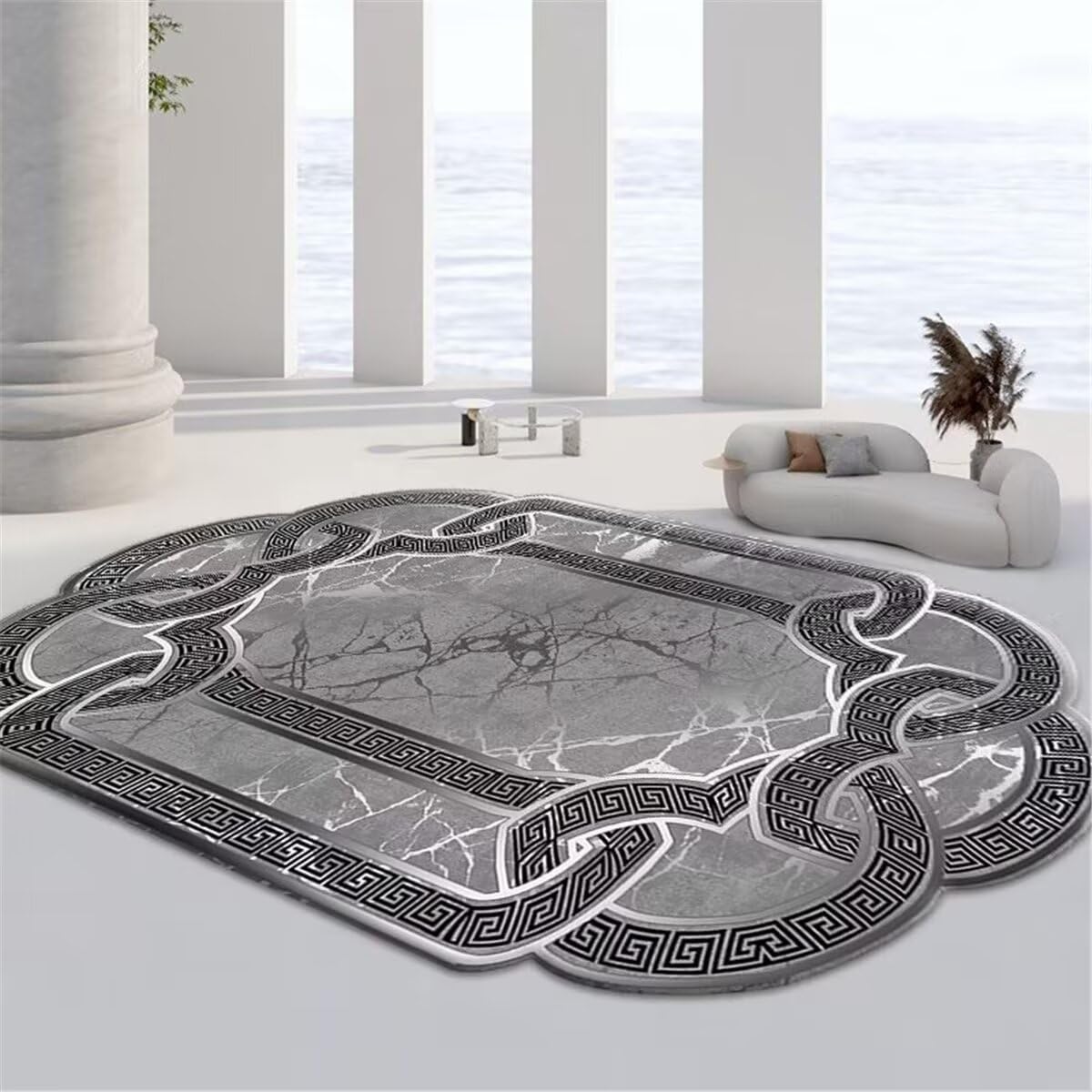 Tapis de centre de salon de forme spéciale texture classique gris tapis chambre bébé 80x120