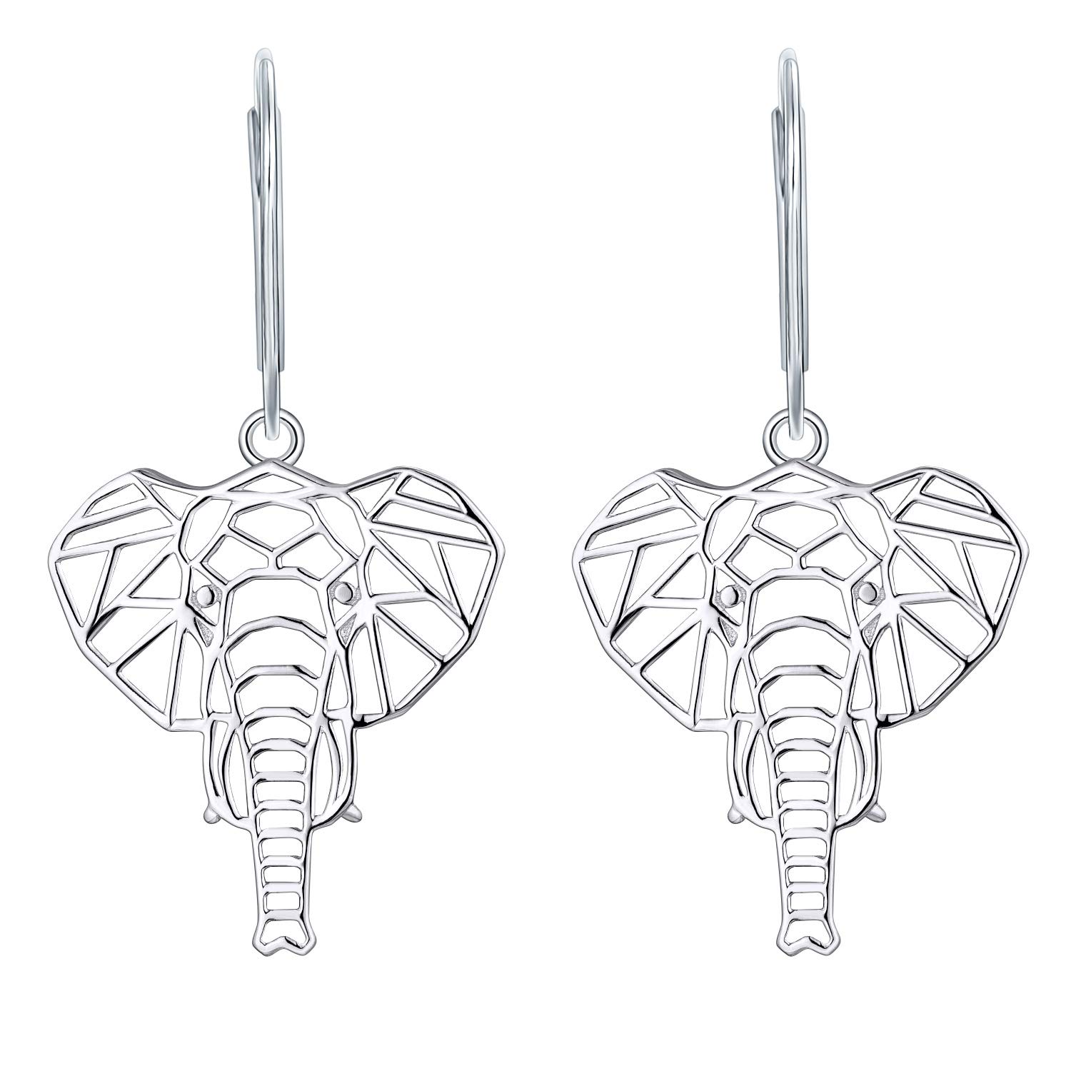 JO WISDOM Femme Boucles d'oreilles éléphant Animal en Argent 925 Dormeuse