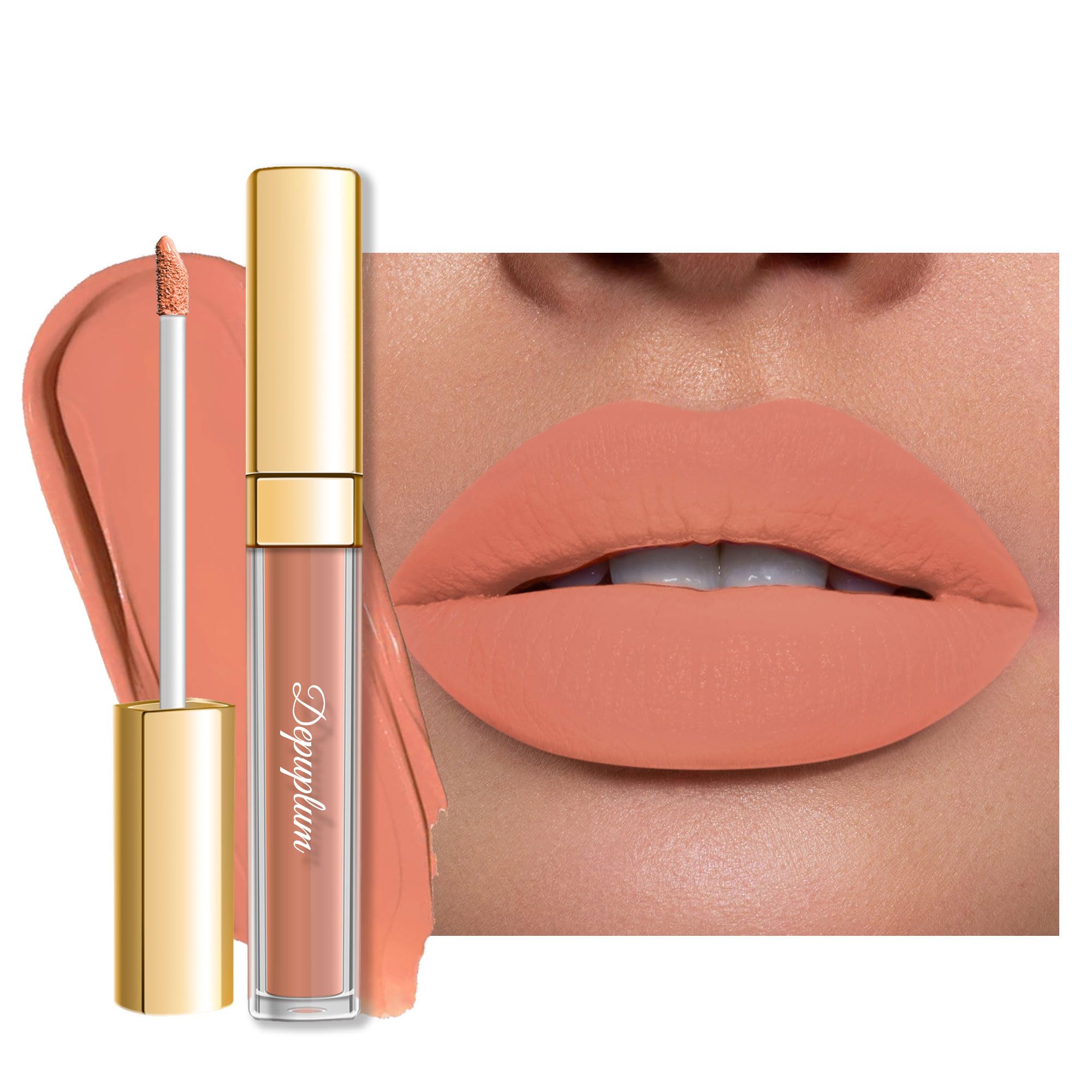 Peach Lipstick Matte for Women Superstay Nude Long Lasting Lipstick Smudgeproof Liquid Lipsticks Cruelty Free Lip Makeup, DM14 Peach Nude