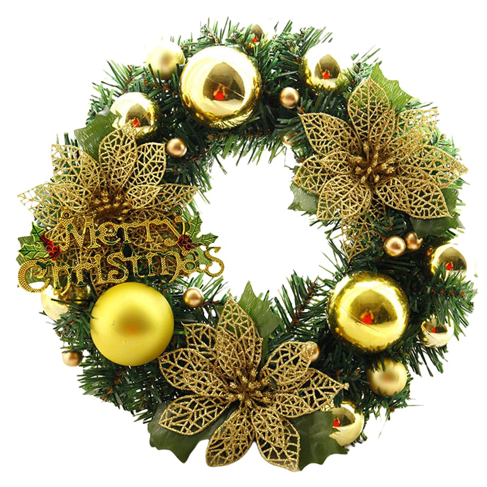 Couronne de bienvenue 30cm Garland Boule de Noël élégante Couronnes porte avant guirlande de Noël rouge Parti Hanging Garland ronde Hanging Garland, 6 couleurs Couronne d'eucalyptus artificielle ( Col