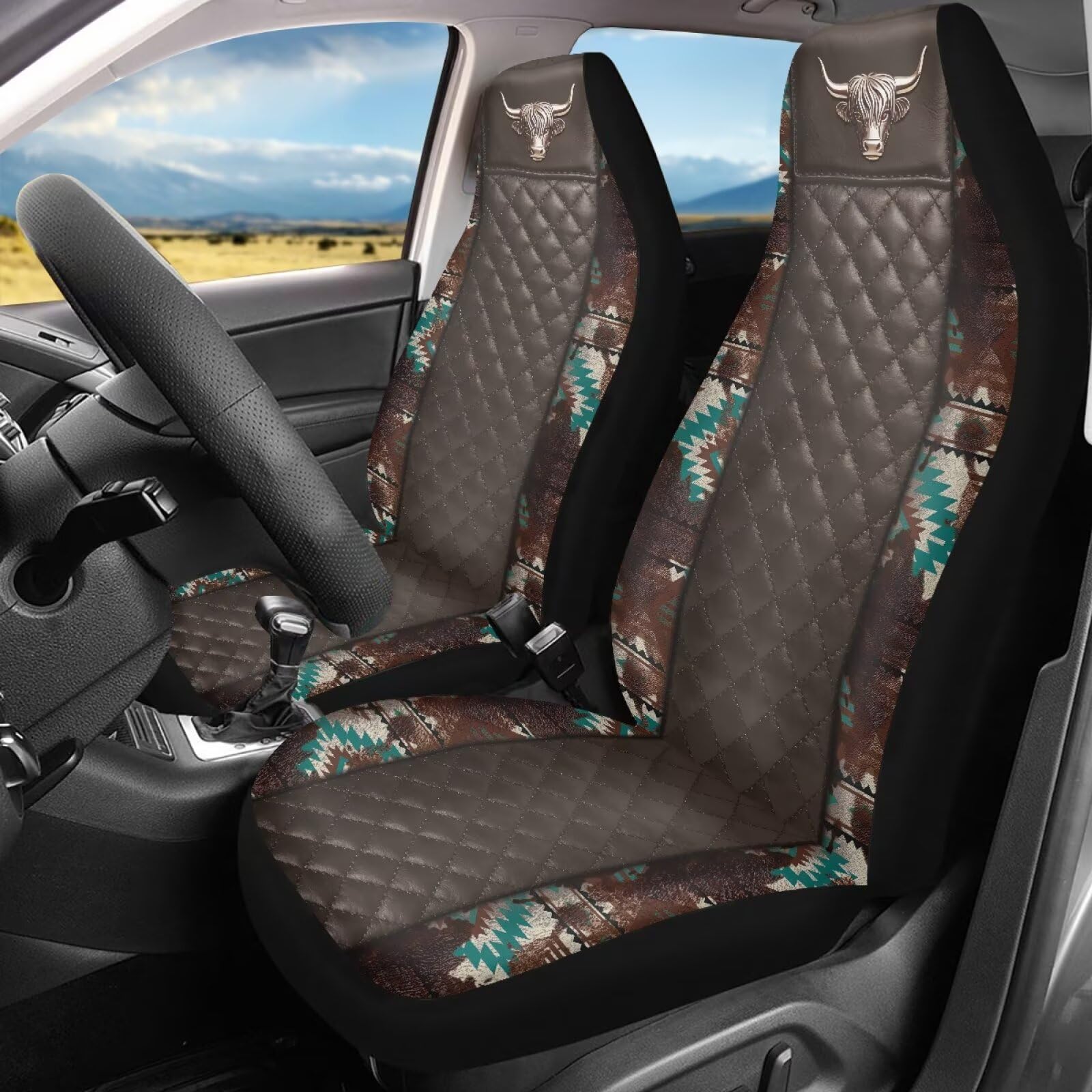 Fundas asientos delanteros estampados de vaca 52x138 cm para camiones y SUV