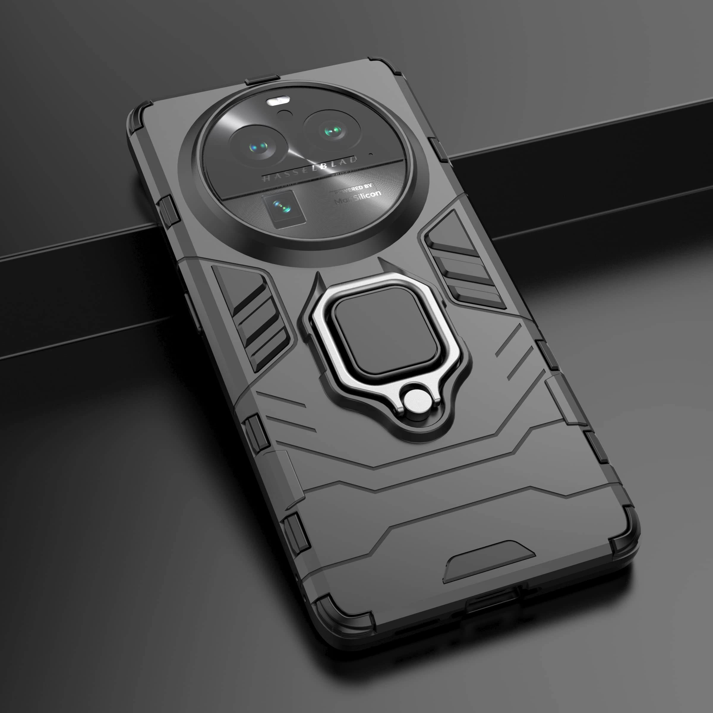 JIAFEI Cover Per Oppo Find X6 PRO Traslucido PC/TPU Silicone Antiurto Custodia Con 360 Girevole Magnetica Ring Supporto, Blu Reale - Foto 5