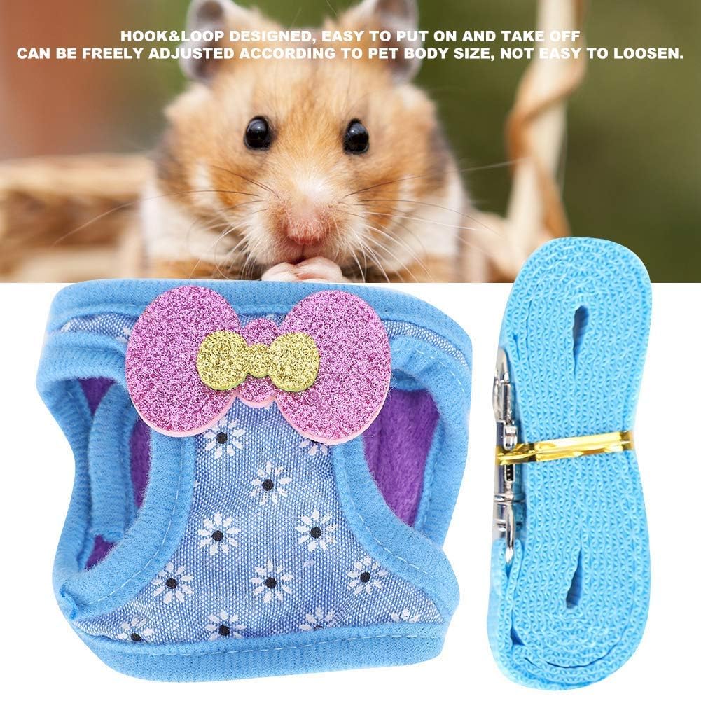 Kleintiergeschirr und -Leine Kleintier Outdoor Gehgeschirr Leine Verstellbares Geschirr für Kleintiere Hamster Ratte Maus Rennmaus Frettchen Eichhörnchen (M)