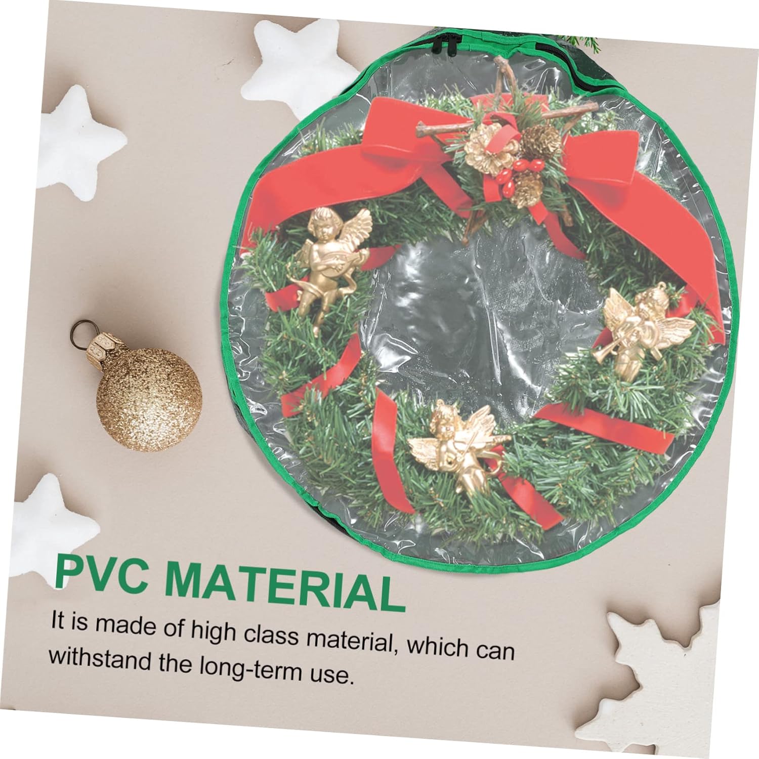 Holibanna 1pc Christmas Wreath Storage Bag Window Holiday Wreath Storage Container for Easy Viewing and Carrying Design for Christmas Supplies and Seasonal Decor