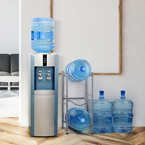 Miniatura 6 de Soporte para botellas de agua de 5 galones, enfriador de agua, para almacenamiento de 3 botellas, desmontable y resistente, organizador de jarra de