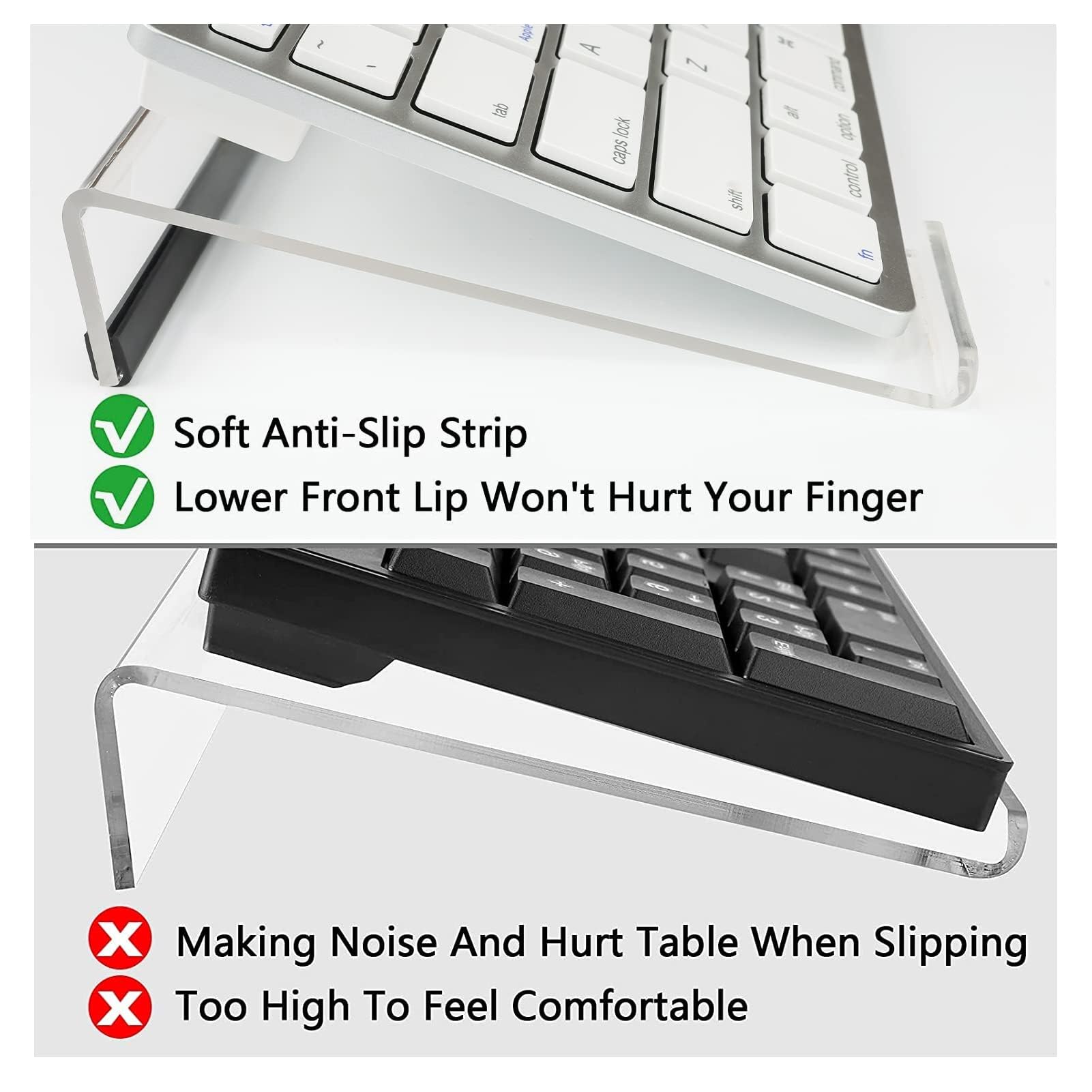 Egchi Kleiner Computer-Tastaturständer, 20x13 cm, Tastaturablage für 78 Tasten, Tastaturhalter für Mini-Computer-Tastatur und Apple-Magic-Tastatur, transparent