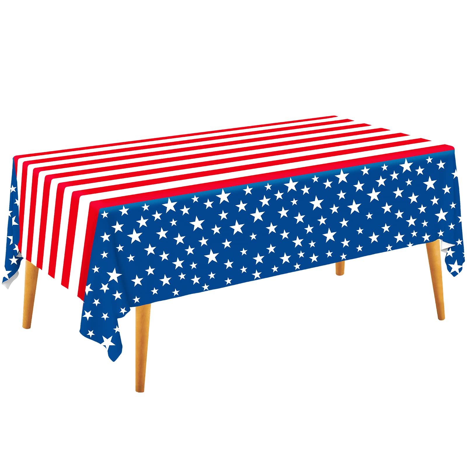Gatherfun 4th of July Tablecloth Disposable Plastic Waterproof Table Cover for Veterans Day Election Day Independence Day American Flag Patriotic Party Decorations 3PCS 54 X 108 inch