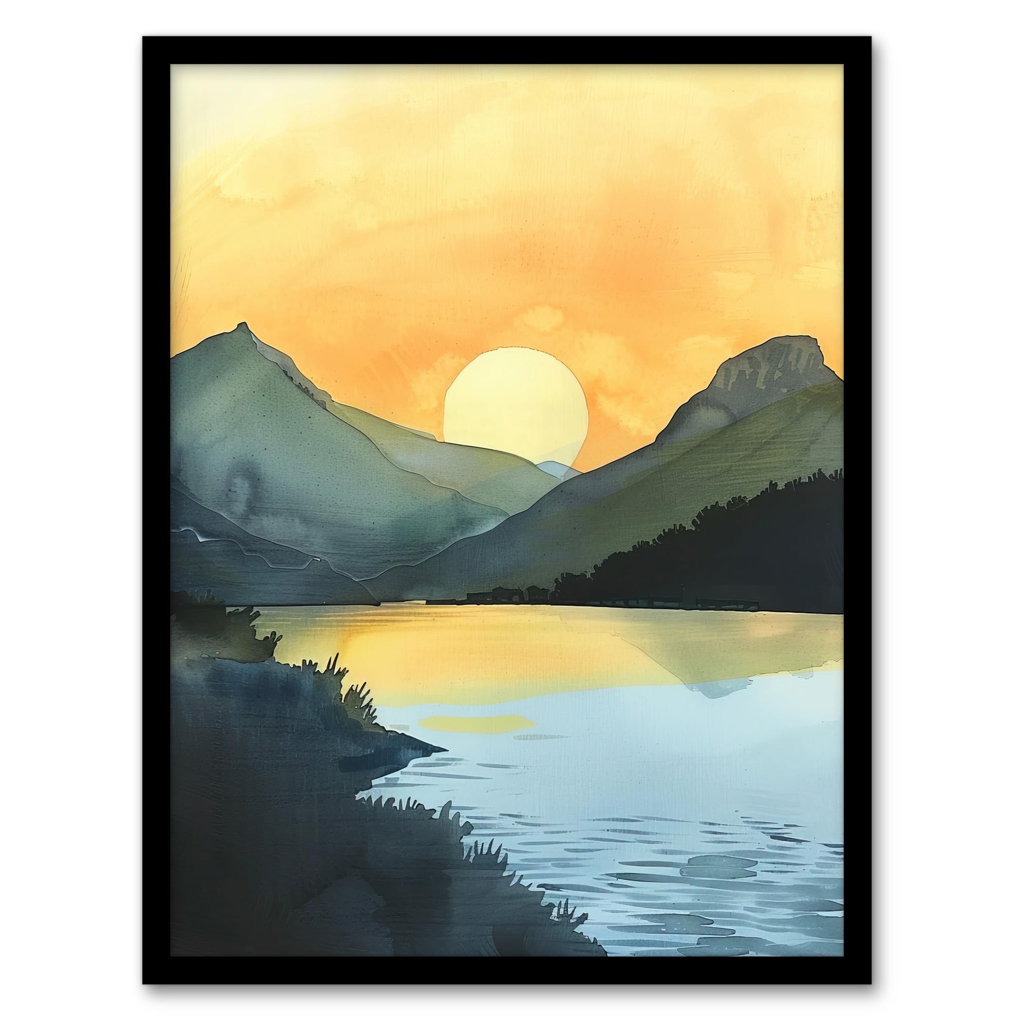 Artery8 Redfish Lake Mountain Landscape Lakeside Sunrise Wall Art PrintA4 Size from B&Q