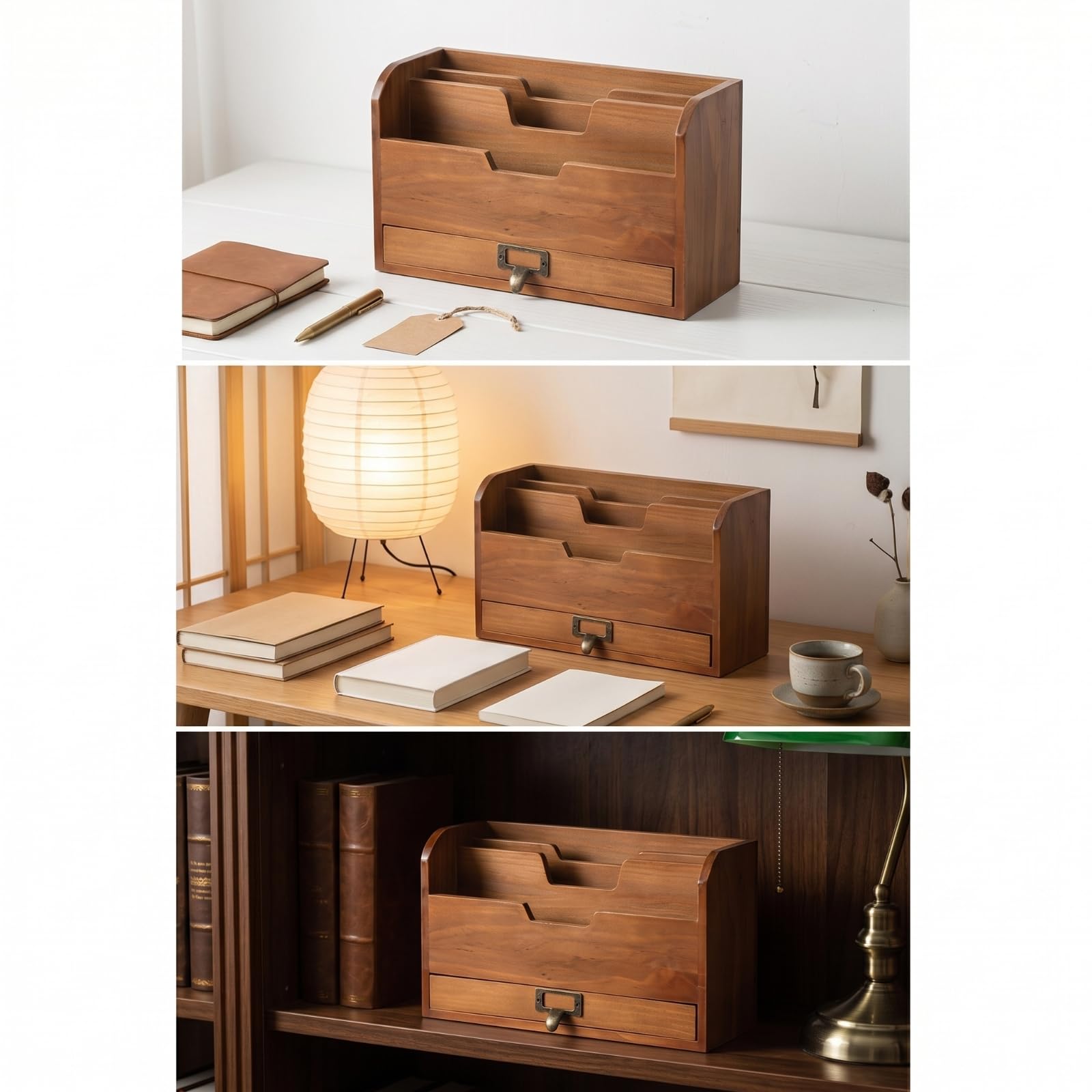 predolo Organizer da Scrivania con Cassetti Vintage Organizer in Legno con Cassetti Retrò Schedario da Scrivania per Ufficio