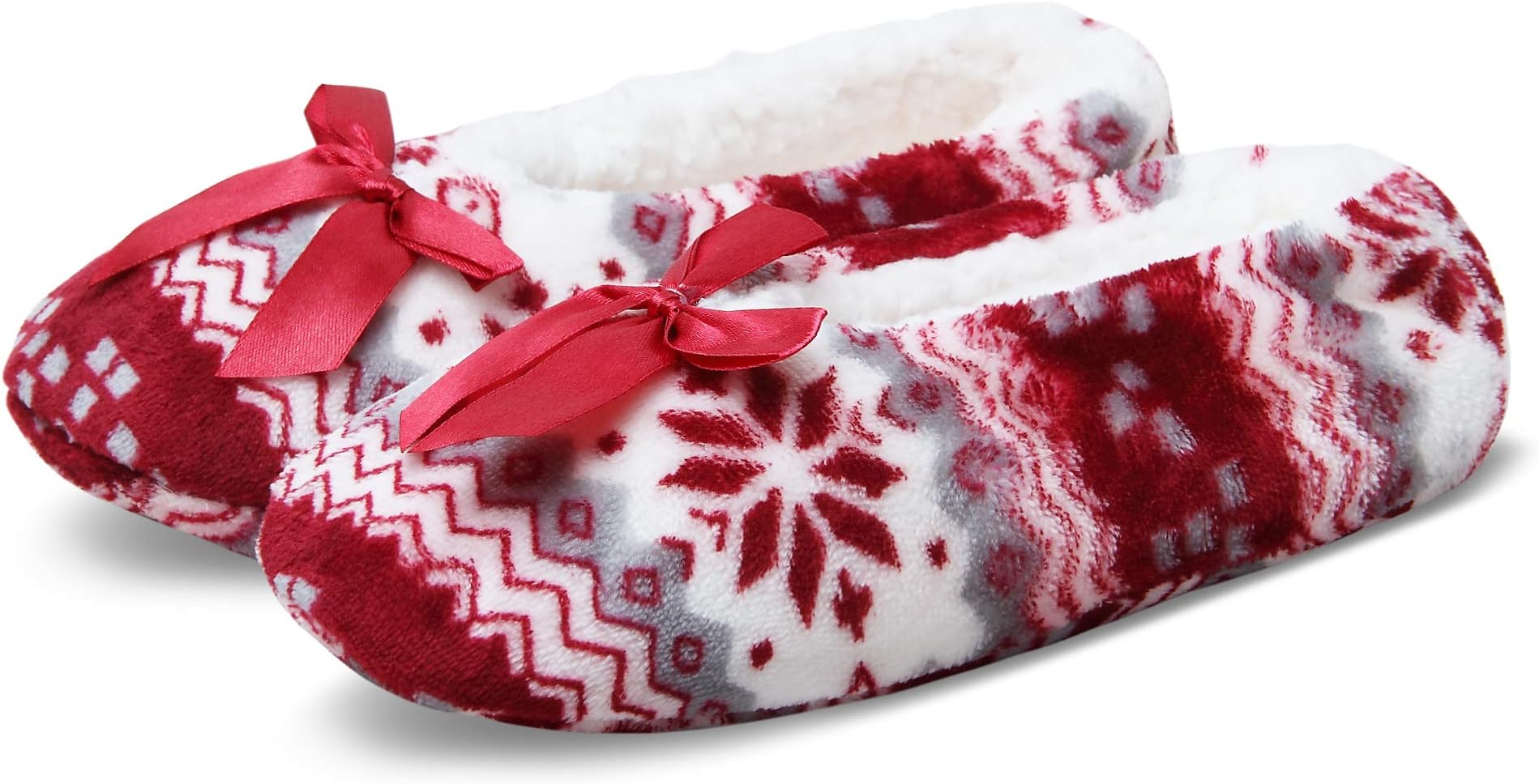 Women's Cozy Warm Lined Fuzzy Slipper Socks Indoor Booties with Non Slip Grippers