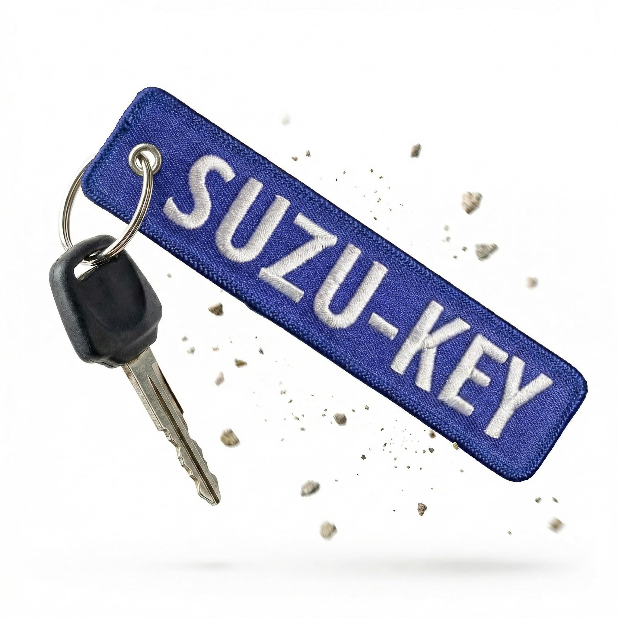 RENEGADE® Breloczek do kluczy motocyklowych z materiału z kółkiem na klucze, haftowany i odporny na zarysowania - 130 x 30 mm, czarny - (SUZU-KEY), niebieski, 130 x 30 mm