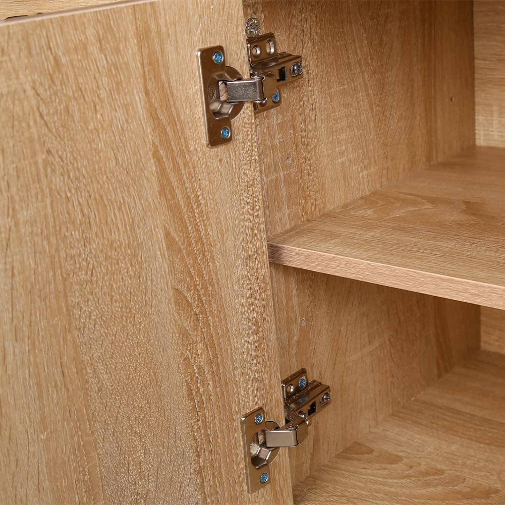 BAKAJI Mobile Multiuso Porta Stampante in Legno con 3 Mensole, 2 Cassetti con Chiave e 1 Armadietto con Scomparti, Mobiletto da Ufficio Archivio Portadocumenti con Ruote Mobili, 100x35x65cm (Quercia)