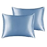 BEDELITE Satin Pillowcase for Hair and Skin, Super Soft and Cooling Similar to Silk Pillow Cases 2 Pack with Envelope Closure, Gift for Women Men(13x18 Toddler Size, Airy Blue)