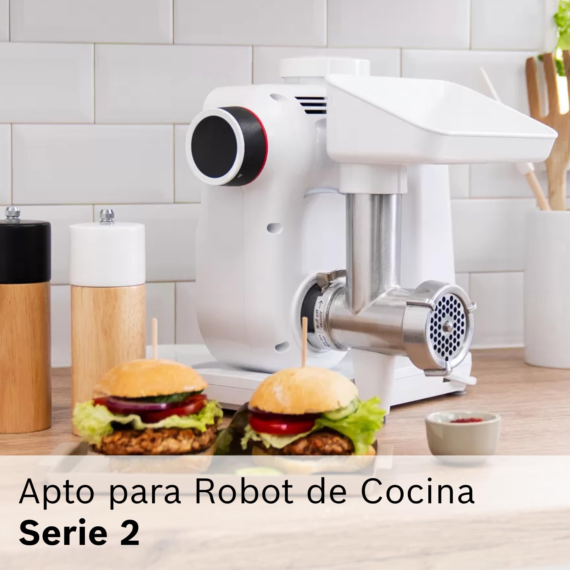 Bosch - Picadora de carne, Accesorio MUM Serie 2, Blanco y Acero, MUZS2FWW