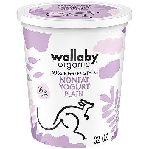 Wallaby Organic - Yogurt griego australianosin grasa sabor natural orgánico de acuerdo ala USDA 32 onzas