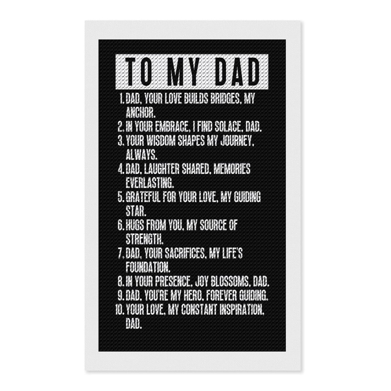 Junmoney to My Dad(4) DIY Diamond Art Canvas Kit 12"x20", Farmhouse Decor, Vintage Style Decor, Handmade Wall Decor, Canvas Picture