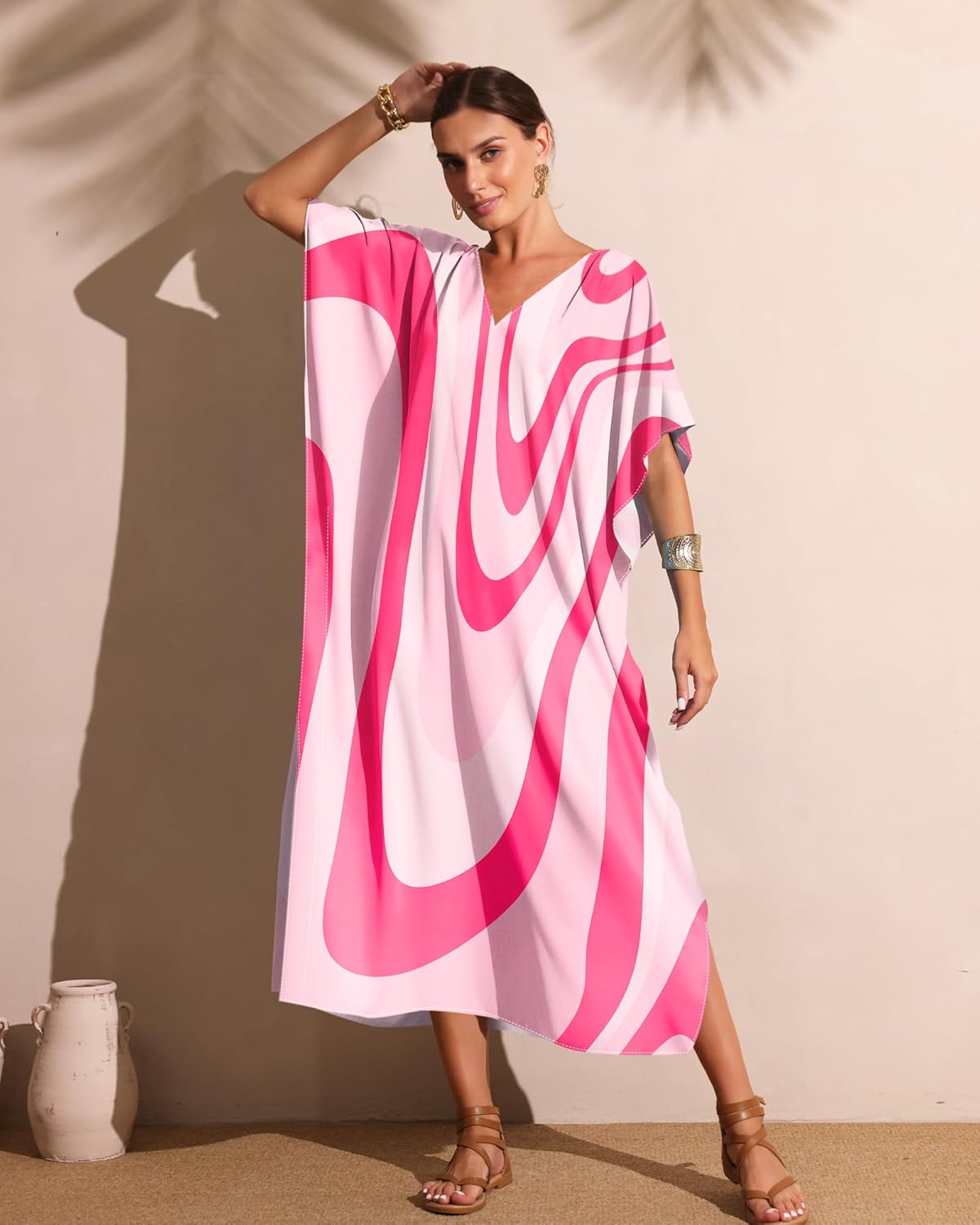 Kaftan Dresses for Women Plus Size Bathing Suit Caftans Swimsuit Cover up Maxi Beach Dress Loungewear - Image 9