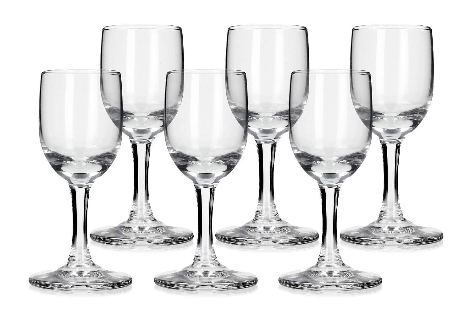 Lot de 6 verres à shot en verre de longue tige 35 ml Diamant cadeau