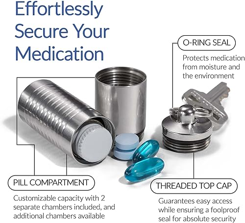 Miniatura 5 de Contenedores de píldoras Cielo, finos, con cámara única y fabricado en EE.UU., PH-0001-00, Acero inoxidable, 1