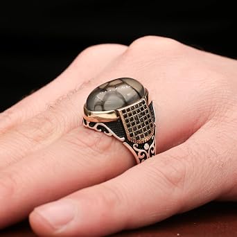 Agate Aqeeq Men Ring, Turkish Ring Man, 925 Silver Ring For Men, Silver Ring With Stone For Men, Aqeeq Ring, Gemstone Mens Ring
