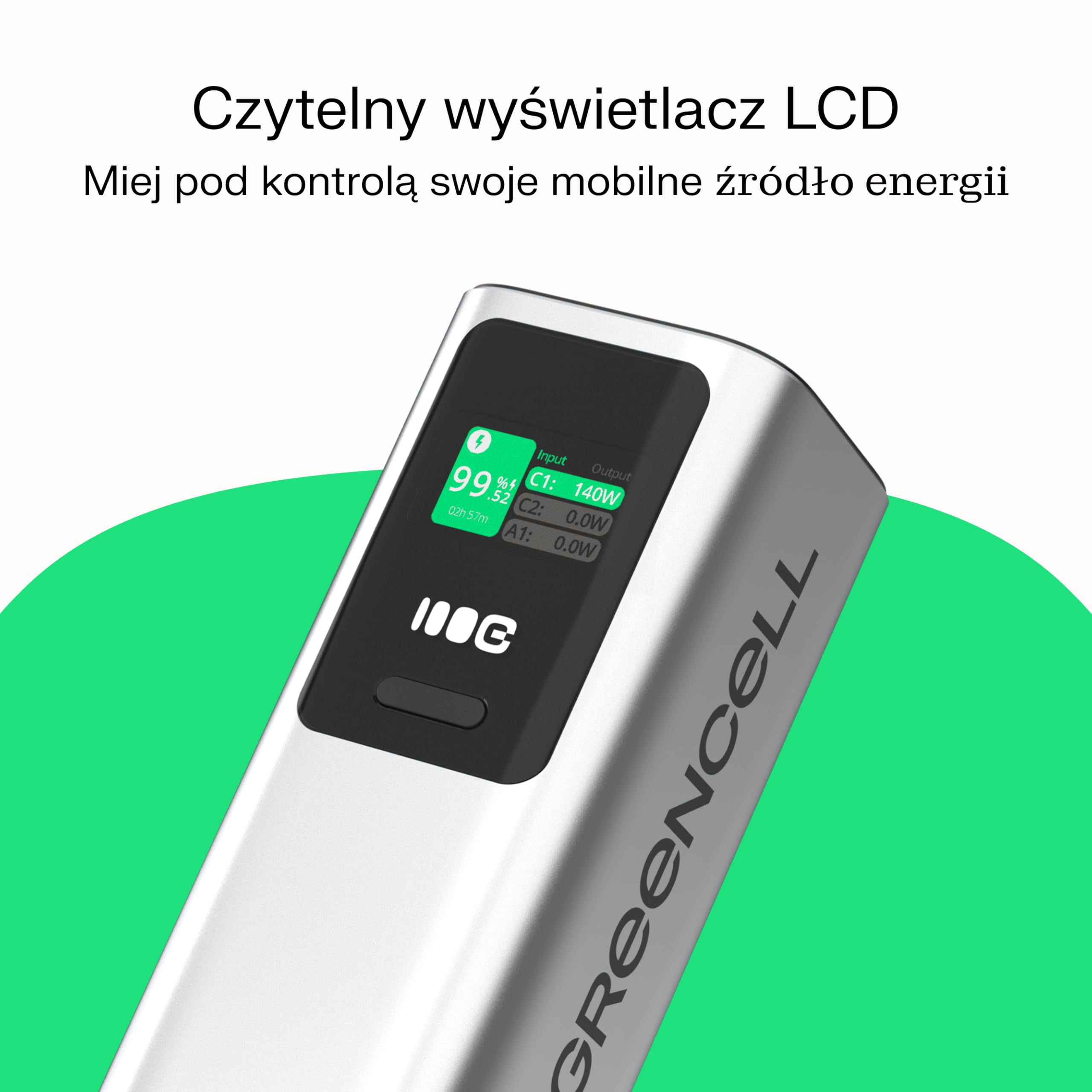 Greencell PowerPlay Ultra Powerbank 25200 mAh 140 W, USB-C PD, szybkie ładowanie laptopa, MacBook, iPhone 16/15/14 Pro Max, wyświetlacz LCD, zewnętrzna ładowarka do urządzeń o dużym zapotrzebowaniu na