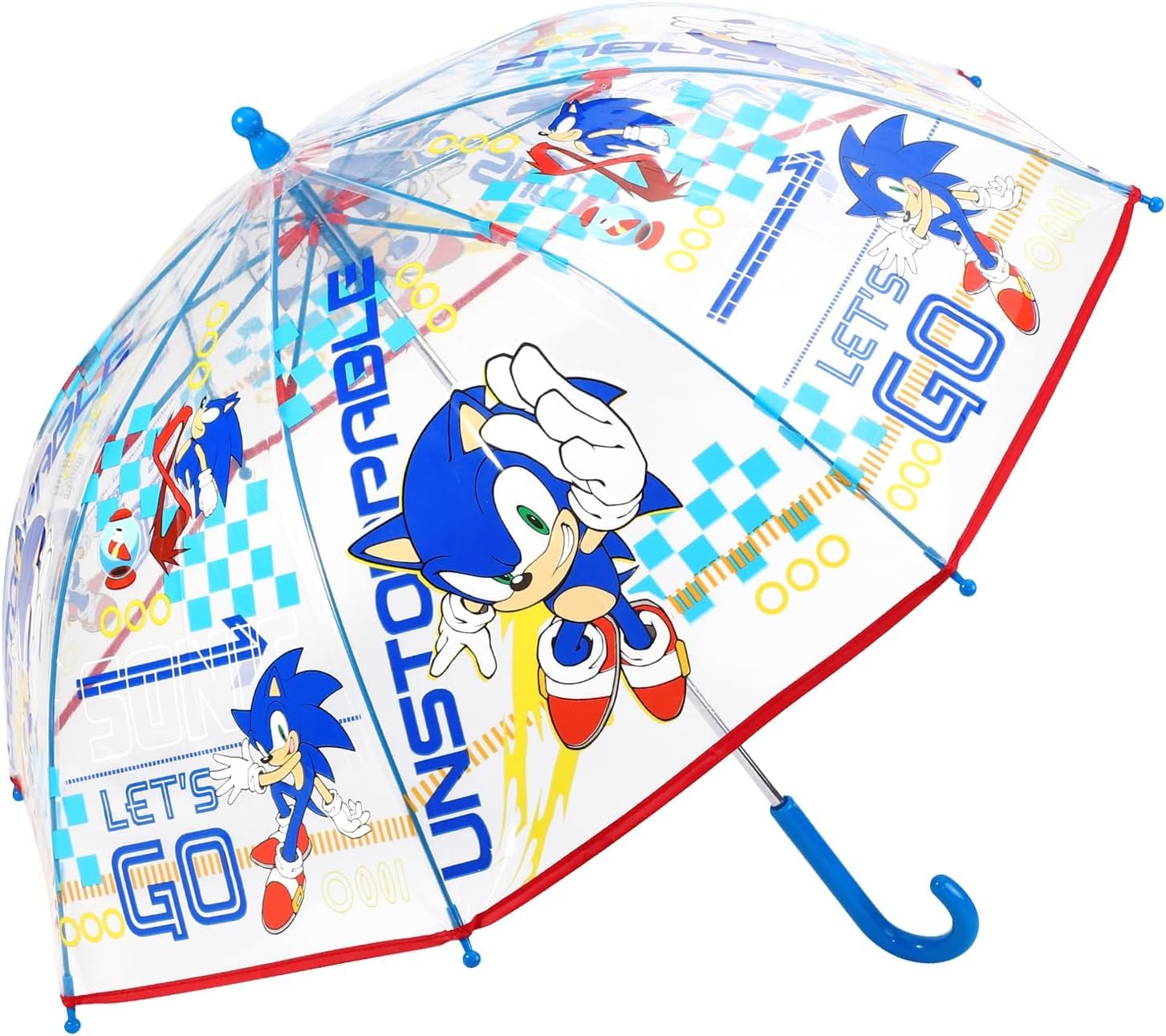 Tdl Boys Blue Sonic Umbrella Kids Childrens Brolly Dome Lightweight Rain Cover Poe Hedgehog Character Stick Umbrellas