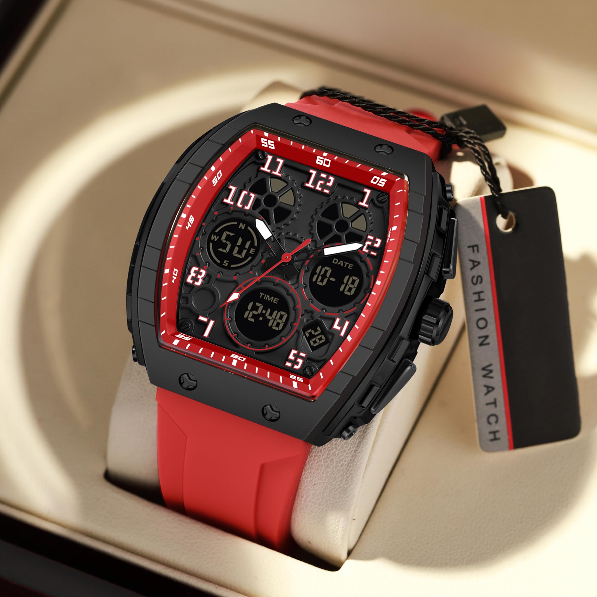 Montre analogique numérique pour homme - Étanche - Style militaire - Style décontracté - Quartz - Avec chronomètre LED - Compte à rebours - Alarme - Écran incurvé - Relojes para Hombres