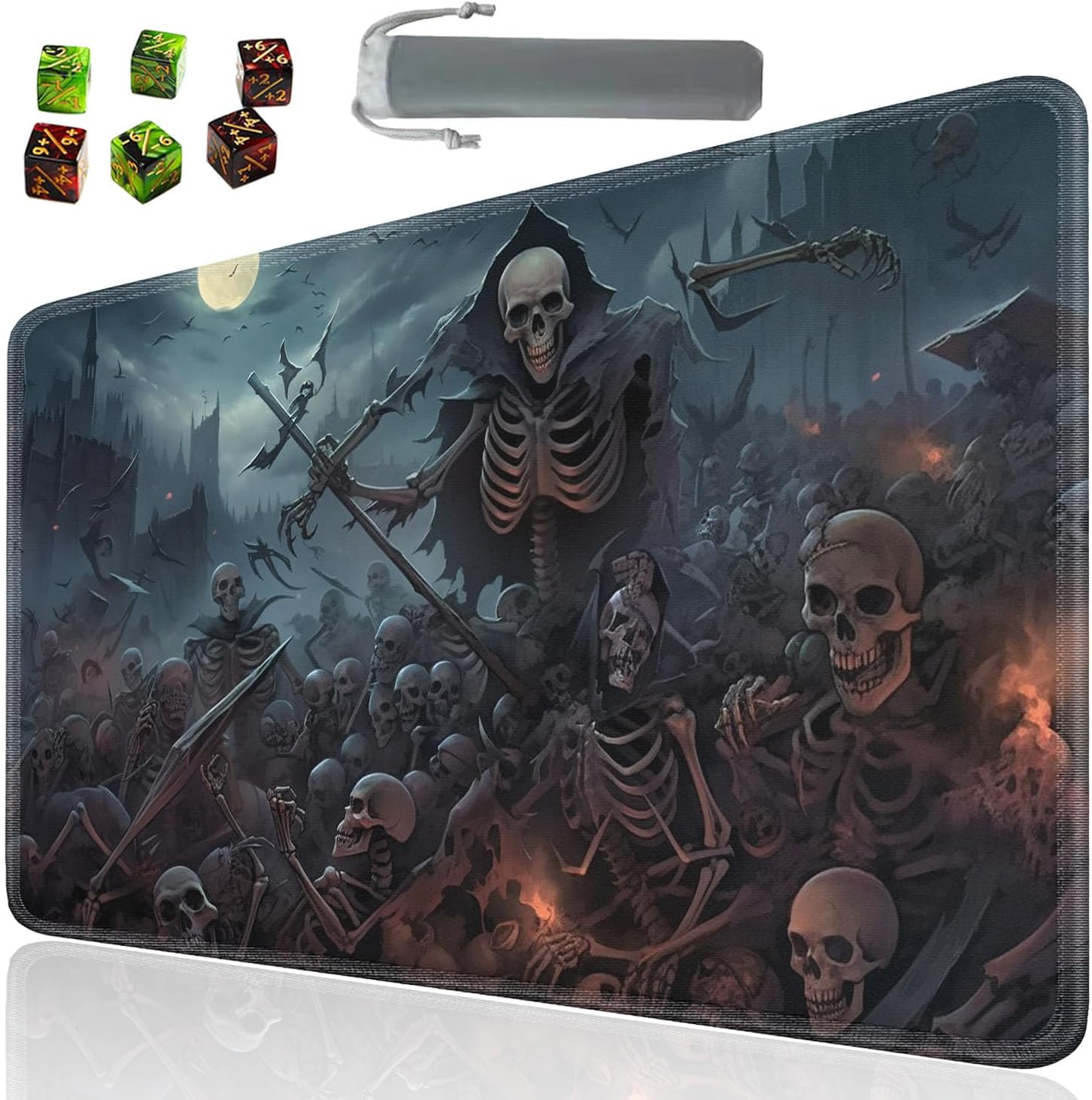 Board Game for TCG Playmat Table Mats Games Size 60X35 cm Mousepad Compatible for MTG RPG CCG Trading Card Game Play mats with 6 Dice (Playmat 117)