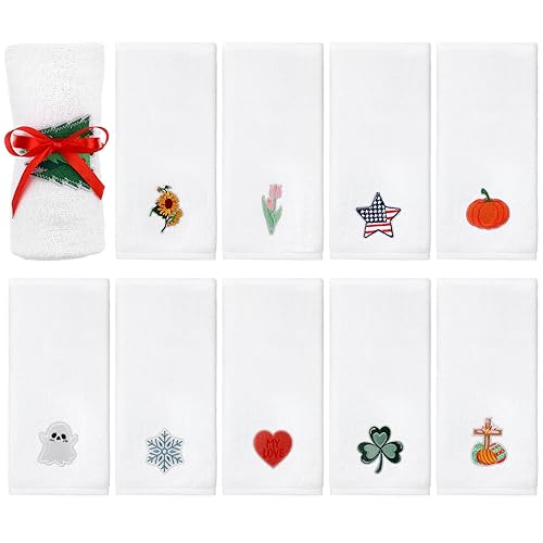 10 Pcs Seasonal Kitchen Towels 100% Cotton Holiday Decorative Hand